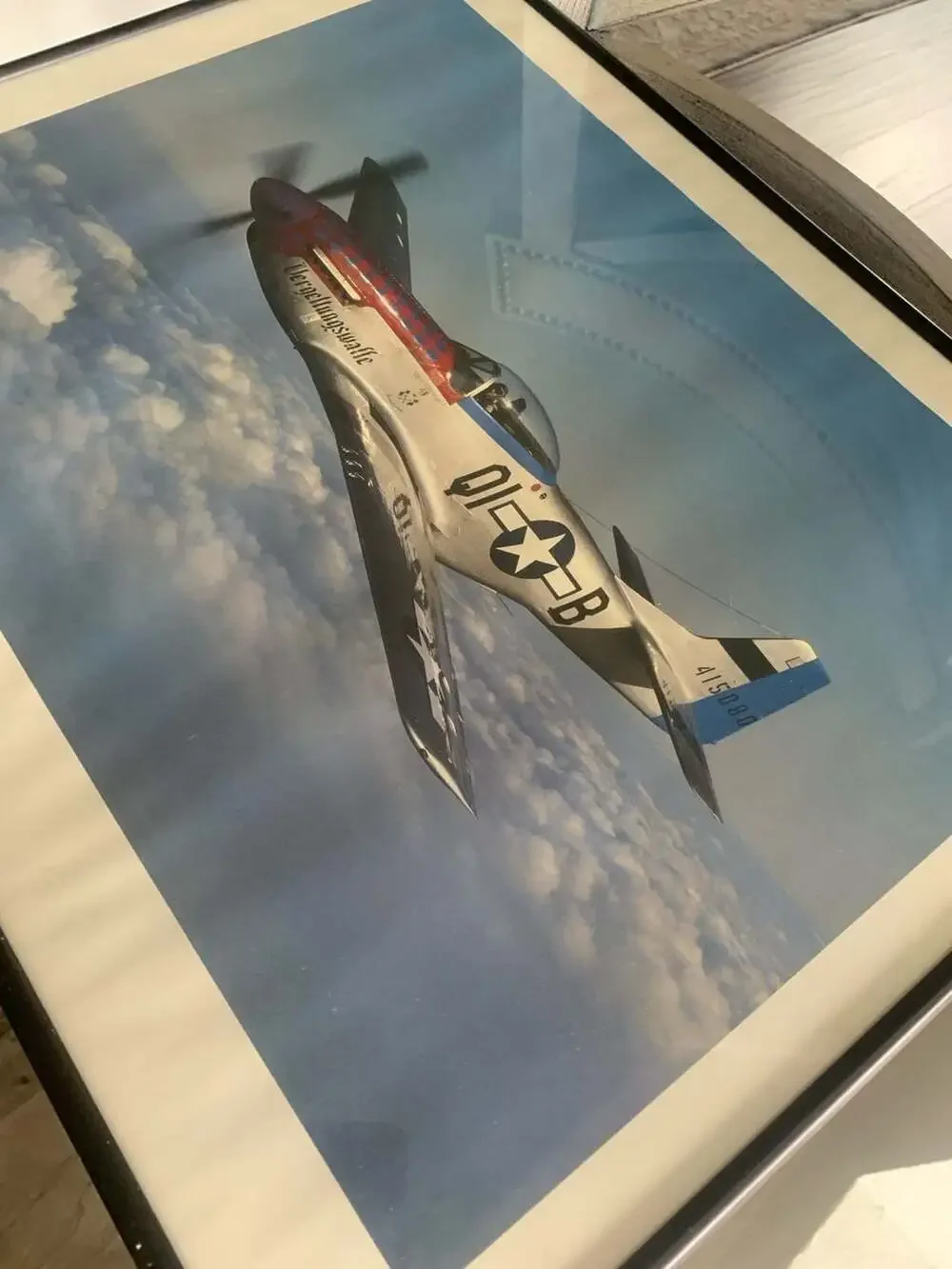 Vintage North American P-51D Mustang Vergeltungswaffe Framed Aircraft Aviation P